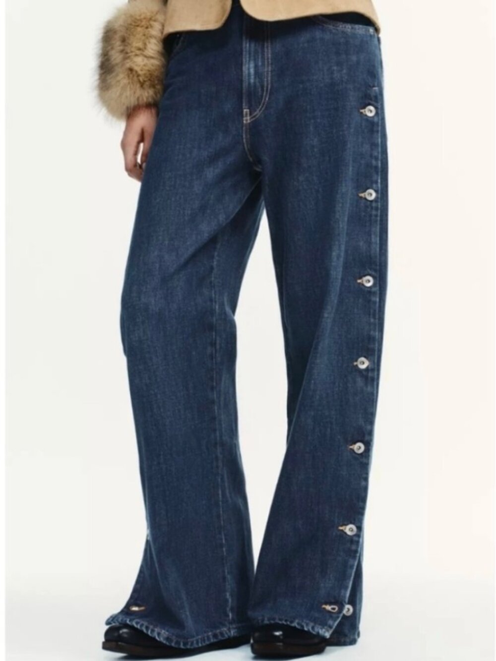 ZARA TRF MID-RISE BUTTONED BAGGY JEANS SIZE US 2